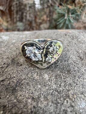 Sundance Silver Heart Ring with white topaz Stones